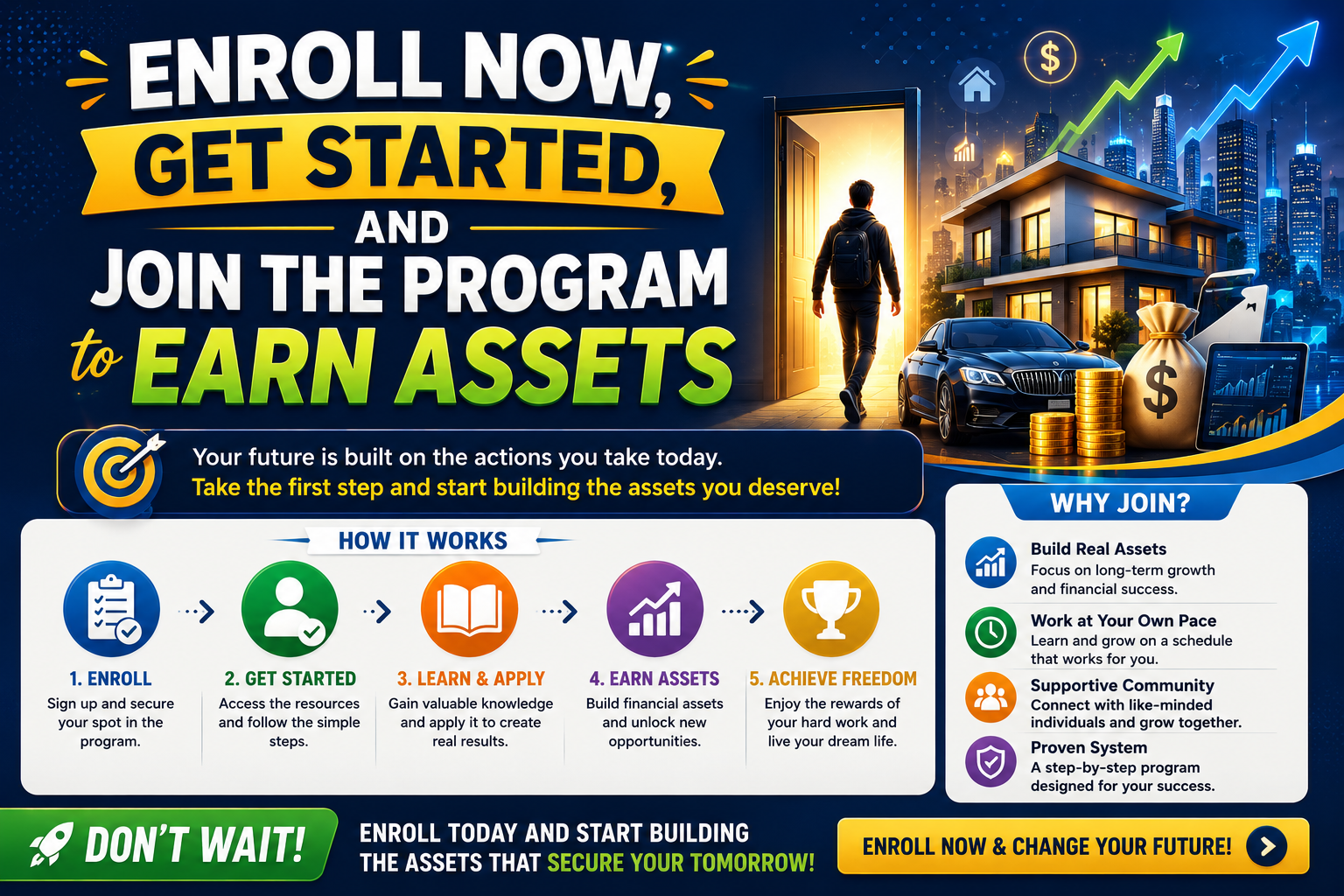 Enroll Now, Get Started, and Join the Program to Earn Assets